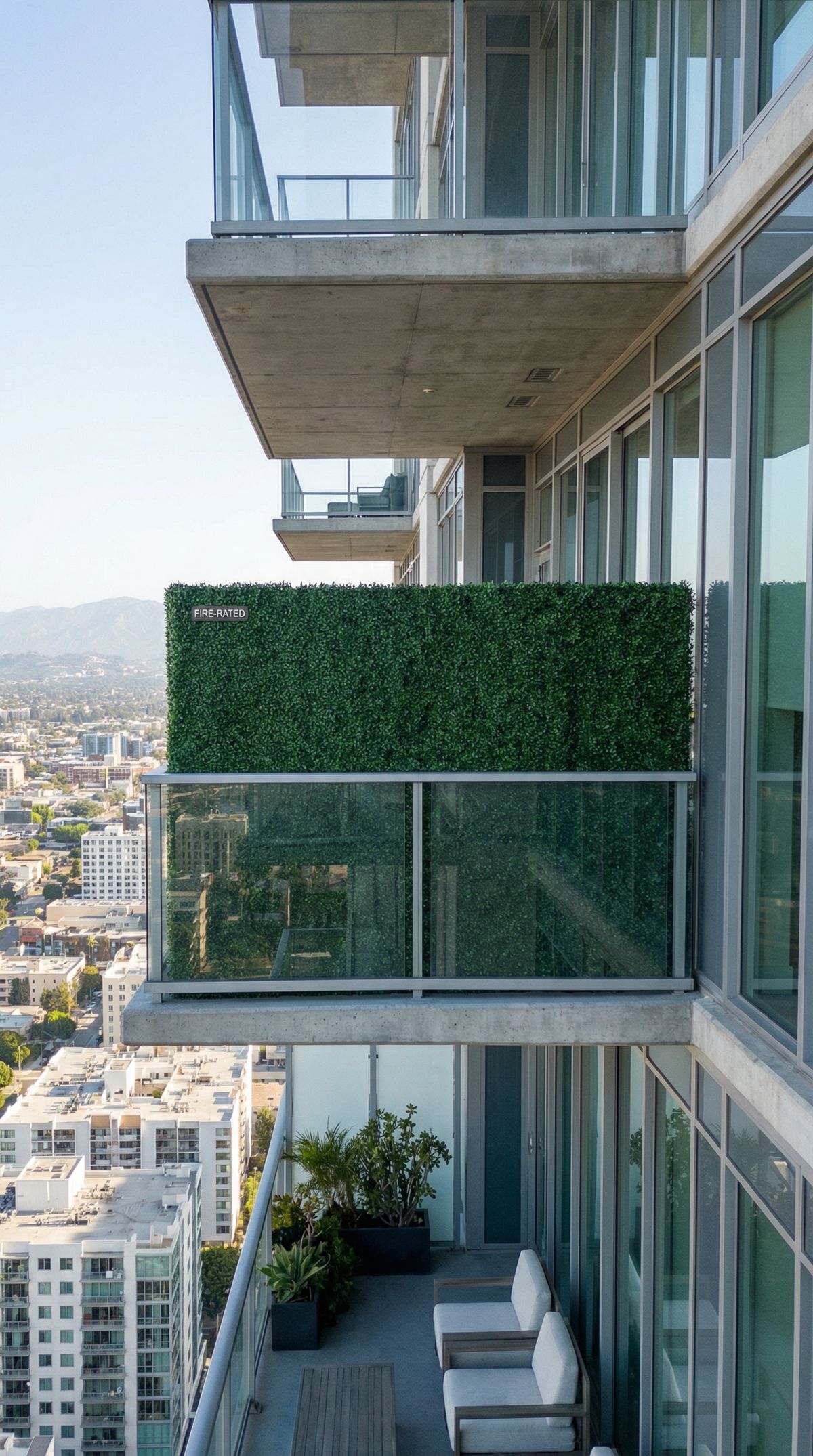 balcony artificial hedge highrise 002